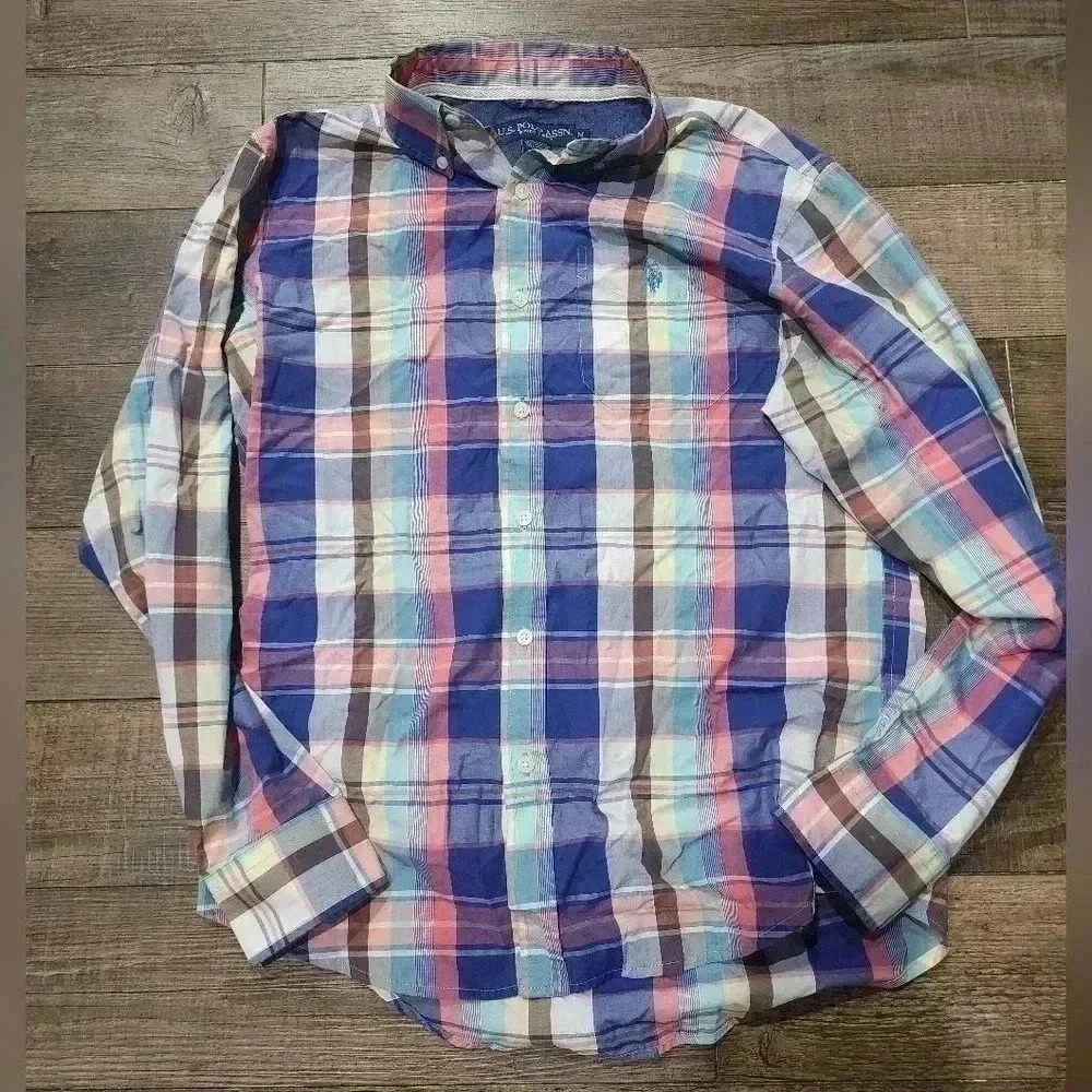 US Polo Assn. Stretch MulticoloredPlaid Long Sleeve Shirt Size M
